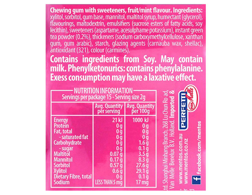 Mentos Pure Fresh Sugar Free Gum Bottle Bubble Fresh 30g - 3 Pack