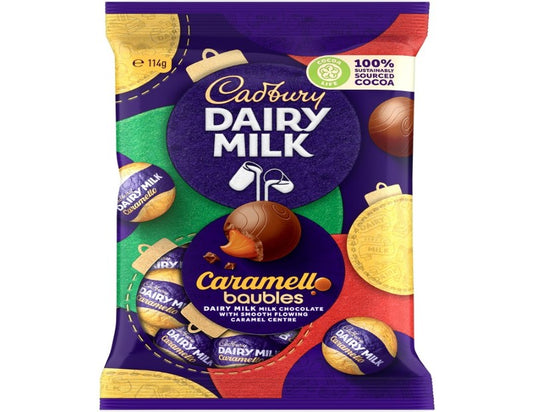 Cadbury Dairy Milk Chocolate Caramello Christmas Baubles Bag 114g