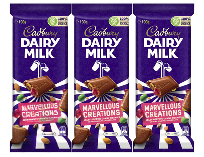 Cadbury Dairy Milk Marvellous Creations Jelly Popping Candy Beanies 190g 3 pack