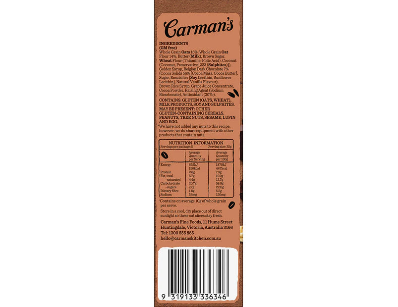 Carman's Oat Slice Belgian Chocolate Brownie 175g - 3 Pack