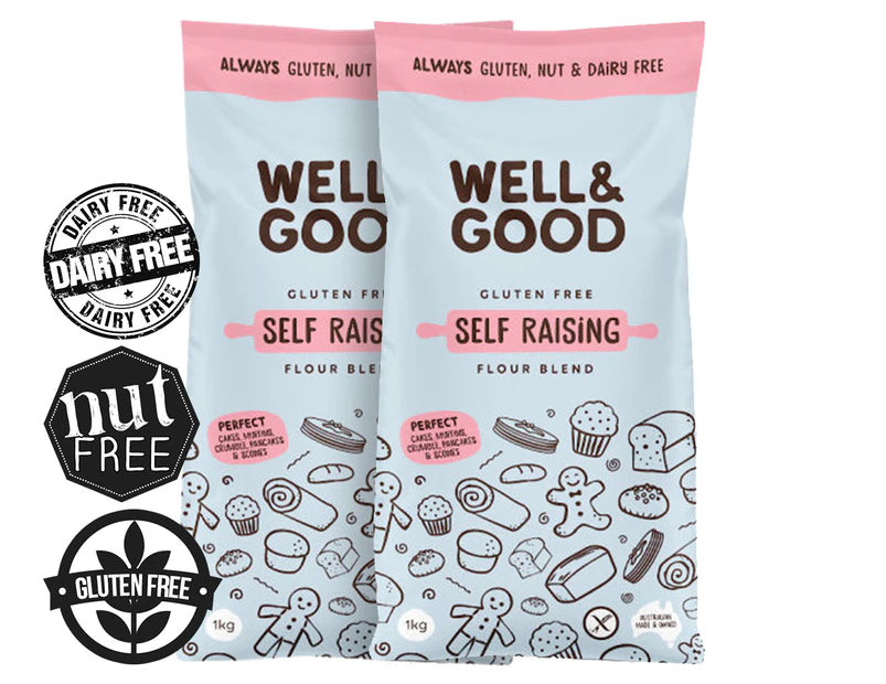 Well & Good Gluten Free Self Raising Flour Blend 1kg - 2 Pack