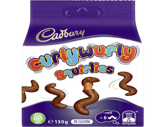 Cadbury Curlywurly Squirlies Chocolate Bites 130g - 2 Pack