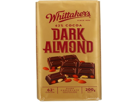 Whittaker's Dark Almond Chocolate Block 200g