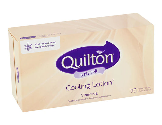 Quilton 3 Ply Soft Cooling Lotion Facial Tissues Vitamin E 3 pack