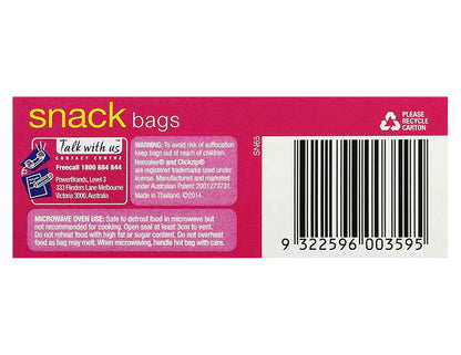 Hercules Click Zip Resealable Snack Bags 65 piece