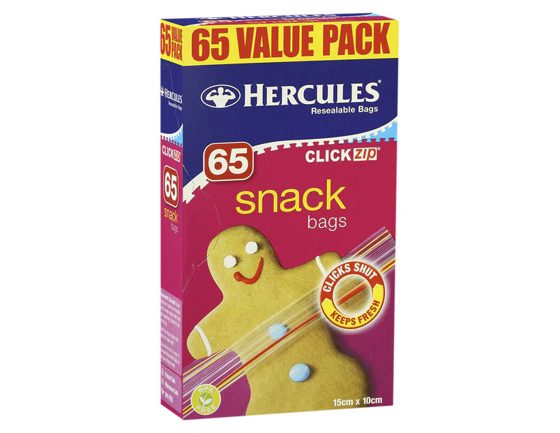 Hercules Click Zip Resealable Snack Bags 2 pack