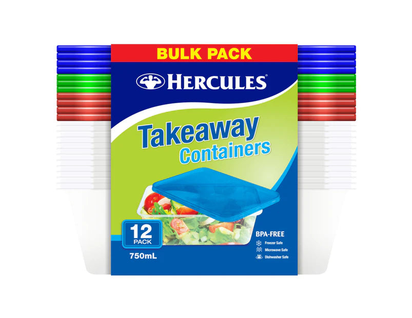 Hercules 750mL Takeaway Food Containers 12 piece