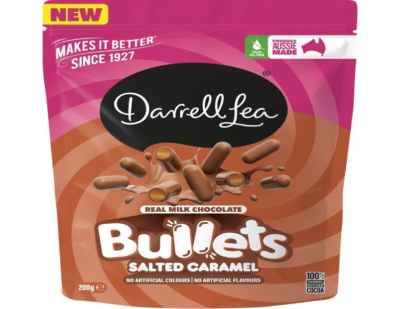 Darrell Lea Salted Caramel Bullets Milk Chocolate 200g