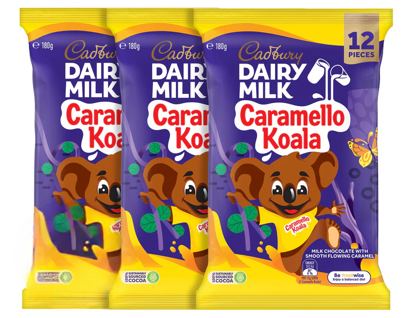 Cadbury Dairy Milk Caramello Koala Share Pack 180g 3 pack