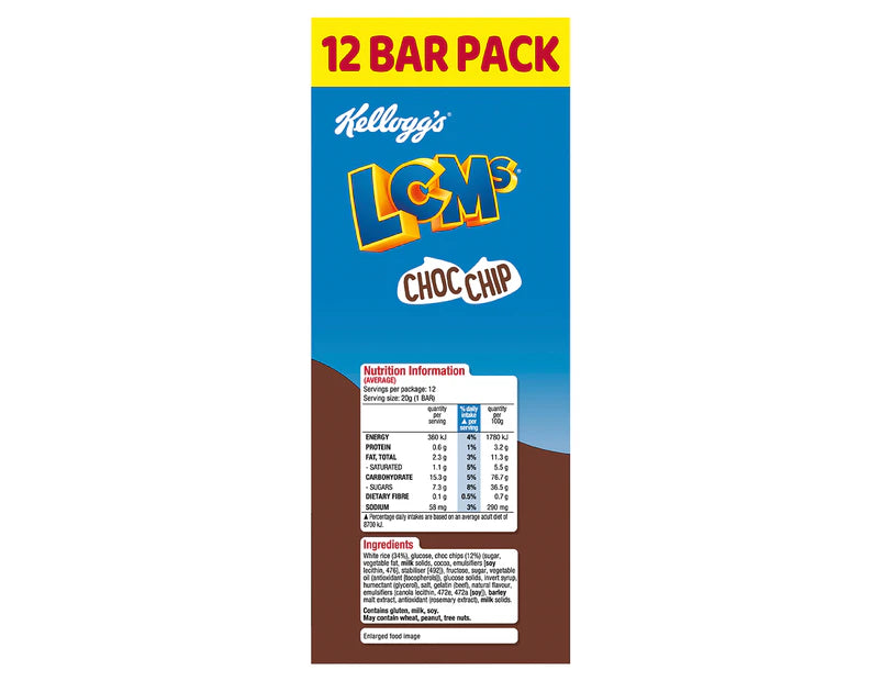 Kellogg's LCMs Choc Chip Bars – 240g - 2 Pack