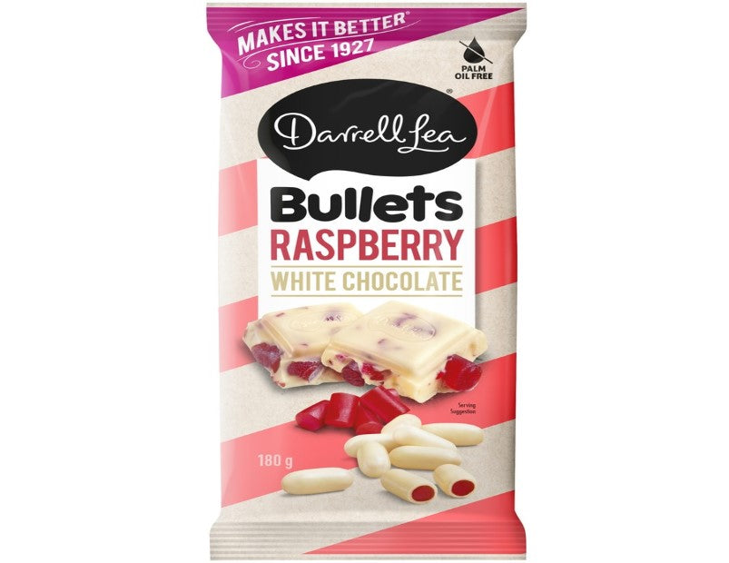 Darrell Lea Bullet Raspberry White Chocolate Block 180g - 2 Pack