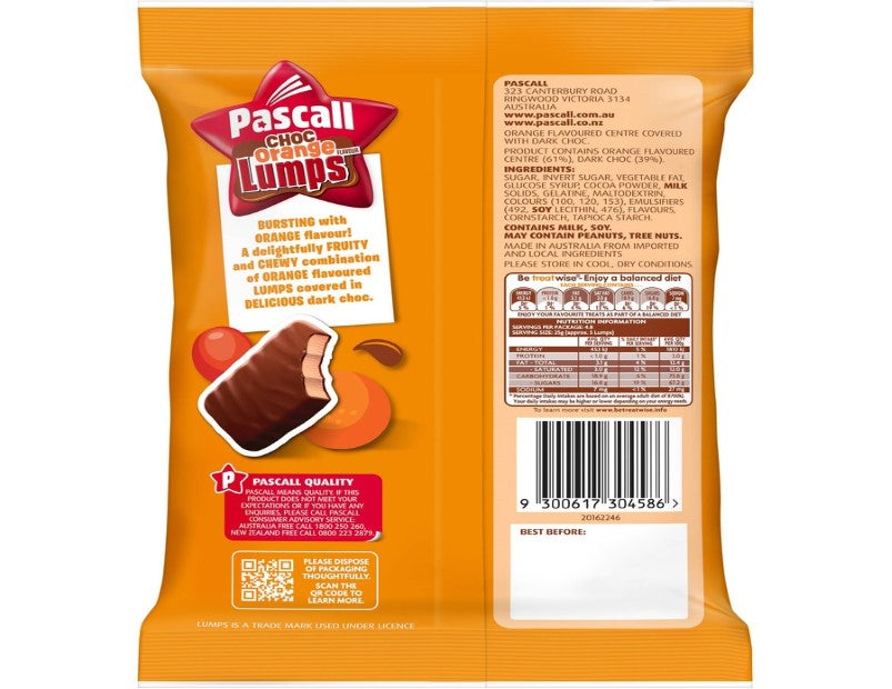 Pascall Lumps Special Edition Choc Orange Flavour 120g - 2 Pack