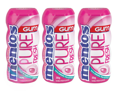 Mentos Pure Fresh Sugar Free Gum Bottle Bubble Fresh 30g - 3 Pack