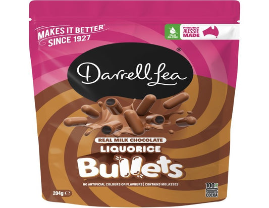 Darrell Lea Milk Chocolate Liquorice Bullets 204g - 2 Pack