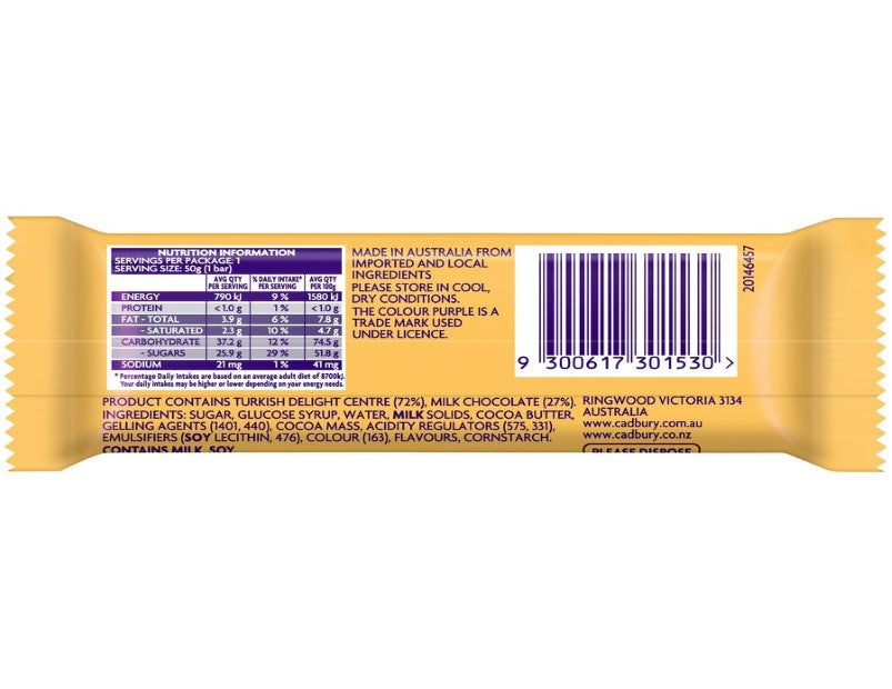 Cadbury Fry's Turkish Delight Bar 50g - 3 Pack