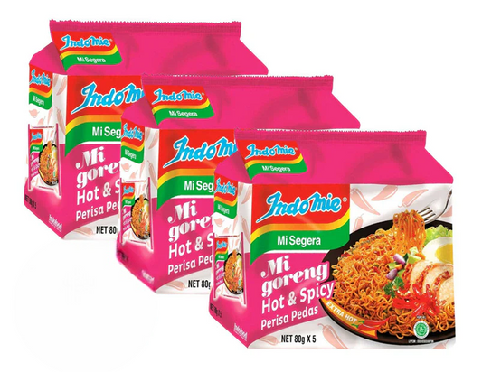 Indomie Mi Goreng Fried Instant Noodles Hot & Spicy - 3 Pack