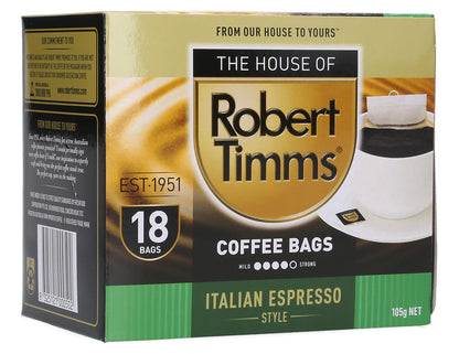 Robert Timms Italian Espresso Style Coffee Bags - 4 Pack