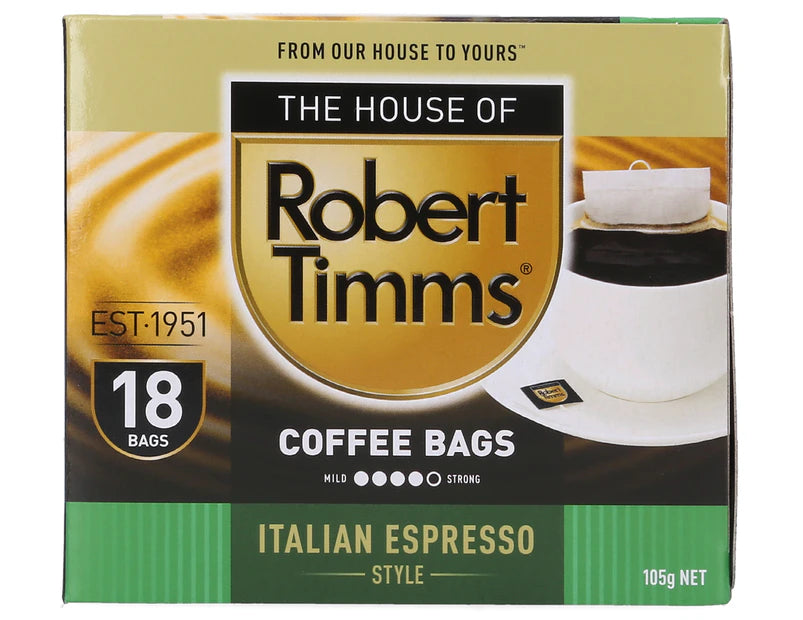 Robert Timms Italian Espresso Style Coffee Bags - 4 Pack