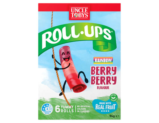 Uncle Tobys Rainbow Roll-Ups Berry Berry 6 Roll - 3 Pack