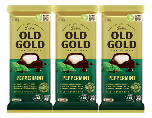 Cadbury Old Gold Dark Chocolate Peppermint 180g 3 pack