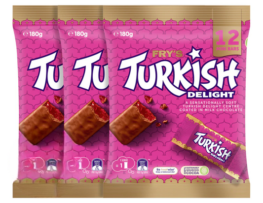 Cadbury Frys Turkish Delight Chocolate Bars Sharepack Bag180g 3 pack