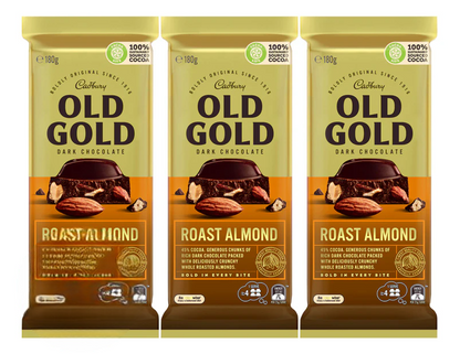 Cadbury Old Gold Dark Chocolate Roast Almond 180g 3 pack