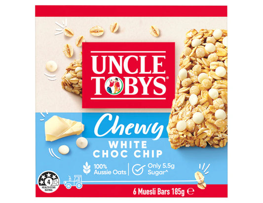 Uncle Tobys Chewy Muesli Bars White Choc Chip 185g - 3 Pack