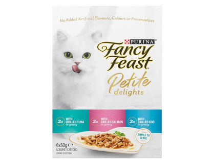 Fancy Feast Petite Delights Wet Cat Food Tuna, Salmon & Cod 50g - 2 Pack