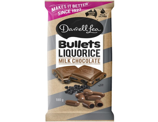 Darrell Lea Bullets Liquorice Milk Chocolate Block 180g - 2 Pack