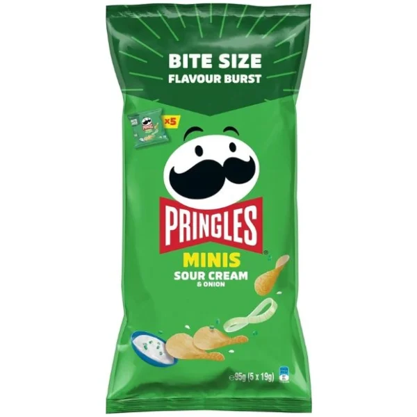 2 x Pringles Sour Cream and Onion Minis Chips, 95 g