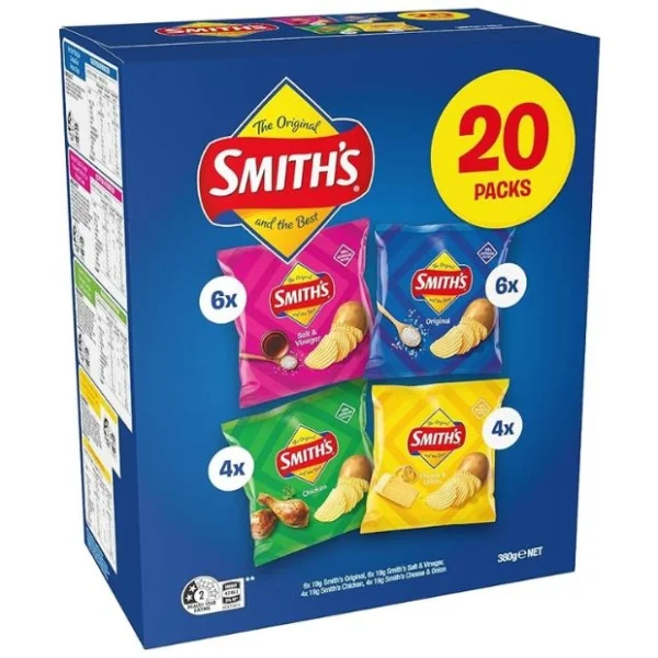 Smith’s Crinkle Cut Potato Chips Flavour Mix Multipack Variety 20 Pack